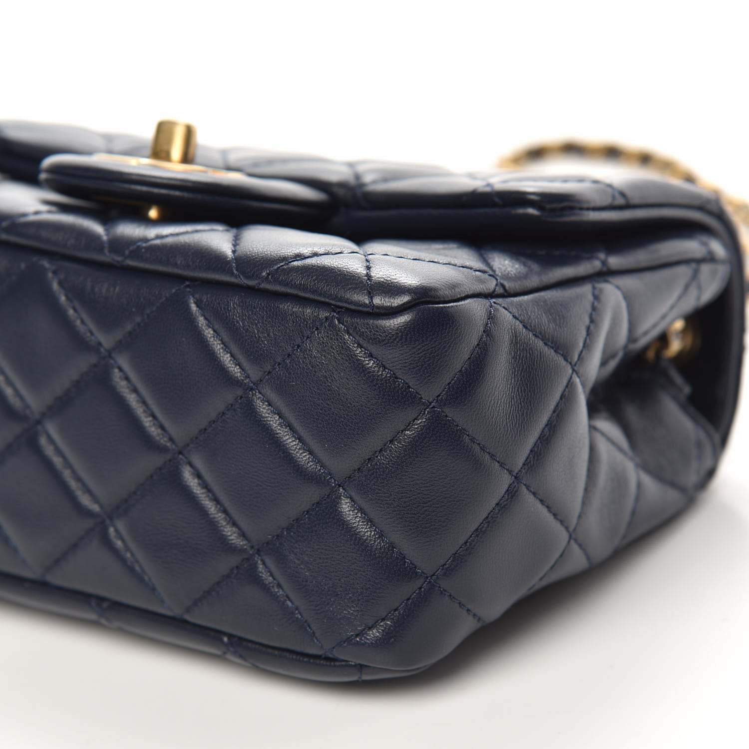 Chanel Lambskin Quilted Mini Pearl Crush Flap Navy Blue 10 of 11