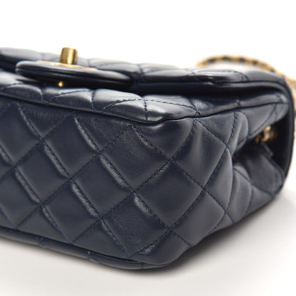 Chanel Lambskin Quilted Mini Pearl Crush Flap Navy Blue 10 of 11