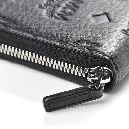 MCM Calfskin Ottomar Monogram Klara Zip Wallet Black 8 of 9