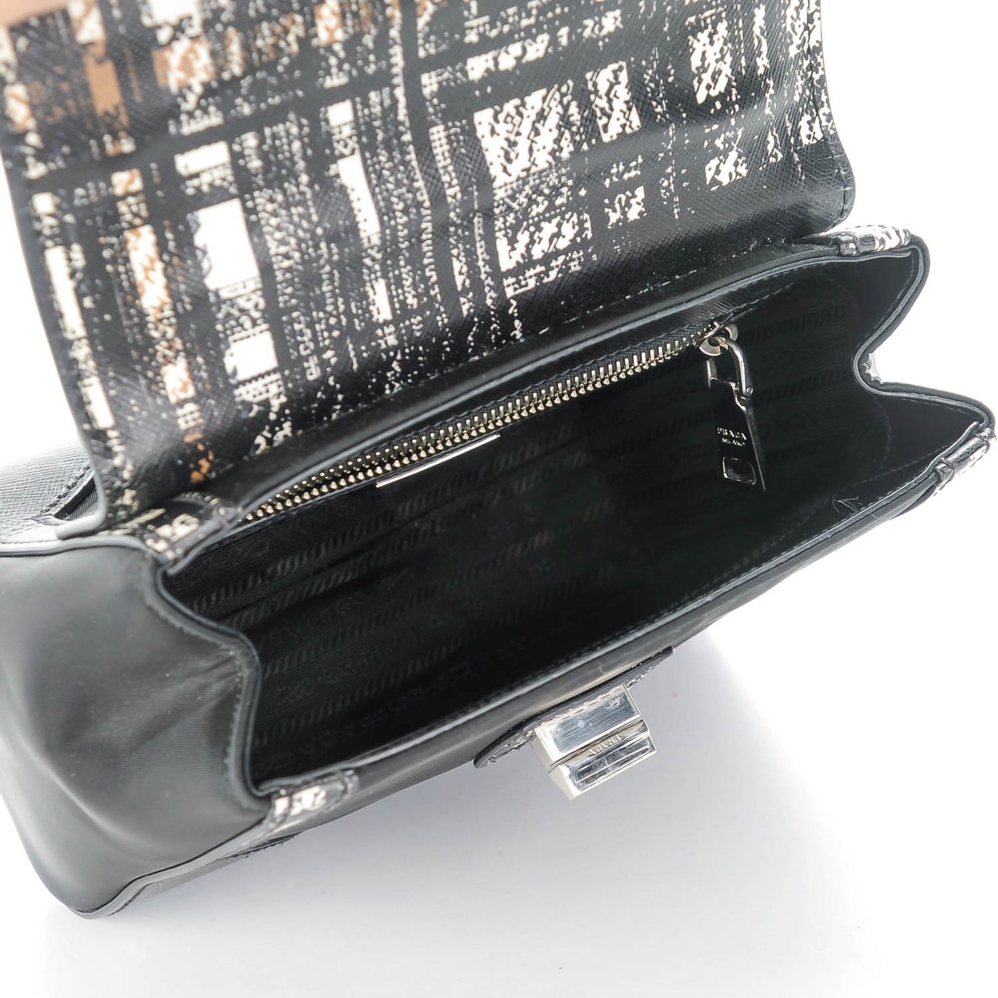 Tessuto Nylon Saffiano Tartan Print Small Satchel Bianco Dis Tartan