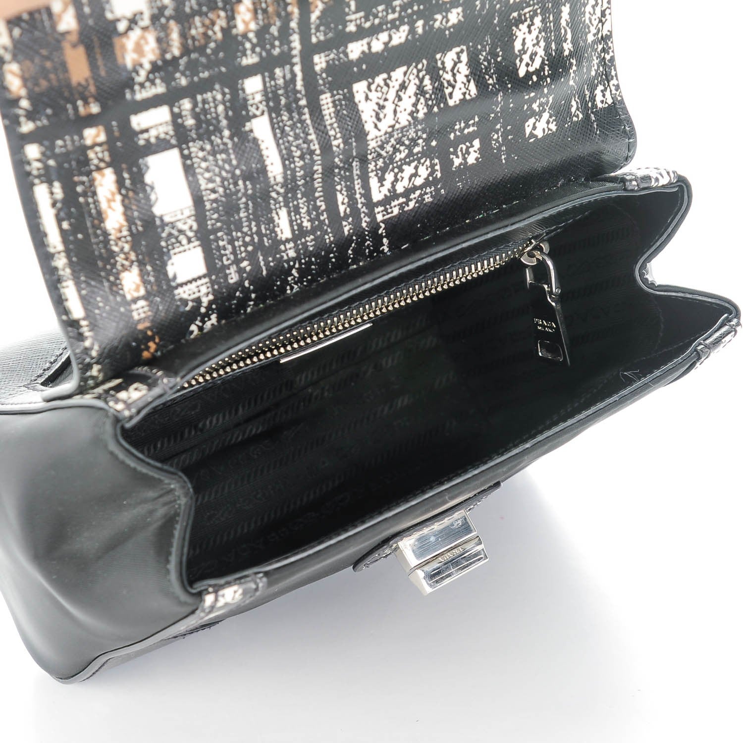 Prada Tessuto Nylon Saffiano Tartan Print Small Satchel Bianco Dis Tartan 5 of 8