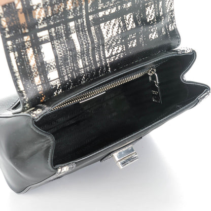 Prada Tessuto Nylon Saffiano Tartan Print Small Satchel Bianco Dis Tartan 5 of 8