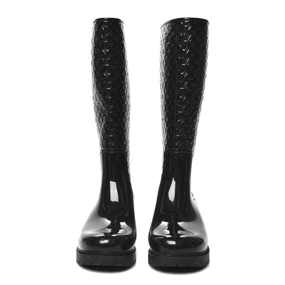 Louis Vuitton Rubber Embossed Monogram Splash Rain Boots 40 Black 2 of 6