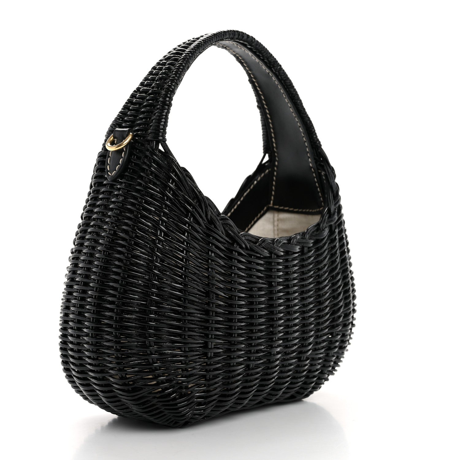 Miu Miu Wicker Wander Hobo Black 2 of 10