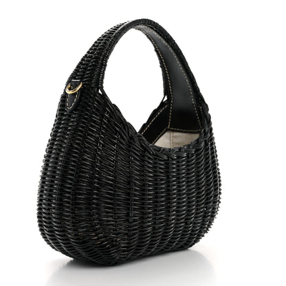 Miu Miu Wicker Wander Hobo Black 2 of 10