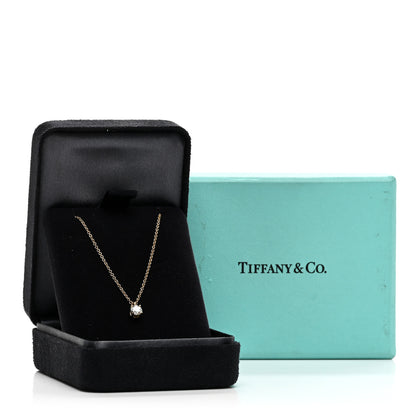 Tiffany 18K Yellow Gold Diamond .25ct Solitaire Pendant Necklace 5 of 5