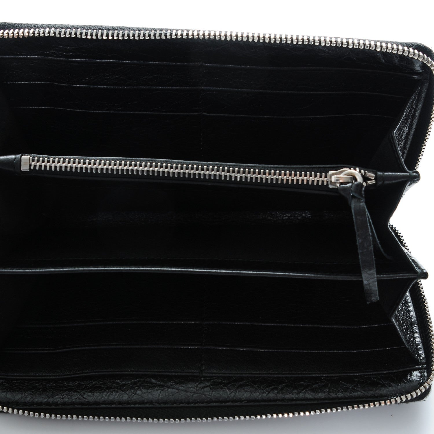Balenciaga Agneau Classic Silver Hardware Continental Zip Around Wallet Black 5 of 6