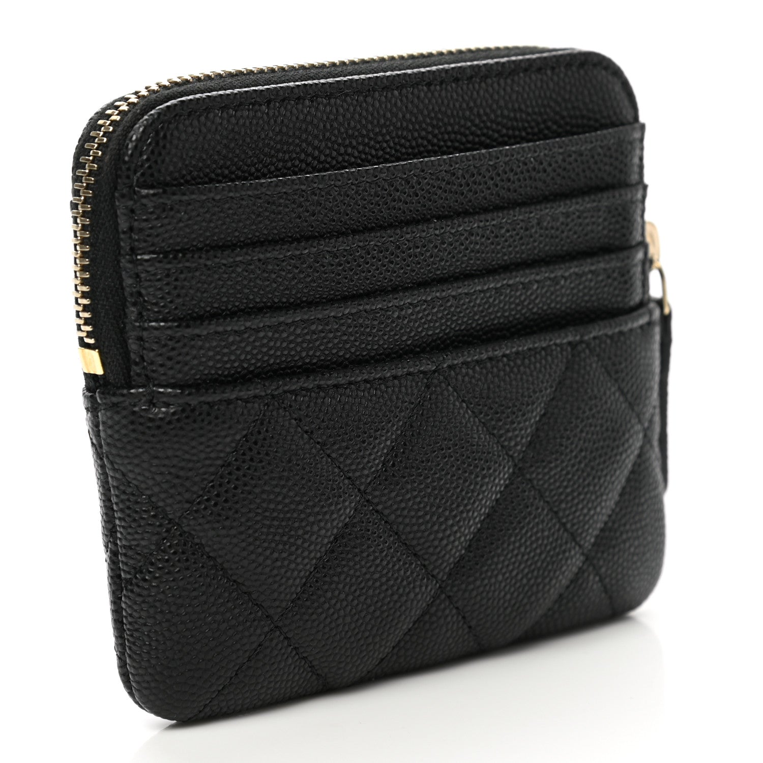 Chanel Caviar Quilted Zip Card Holder Wallet Black 3 of 8