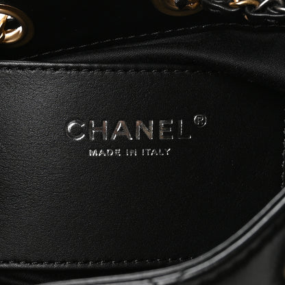 Chanel Shiny Crumpled Calfskin Quilted Mini Chanel 25 Handbag Black 6 of 11