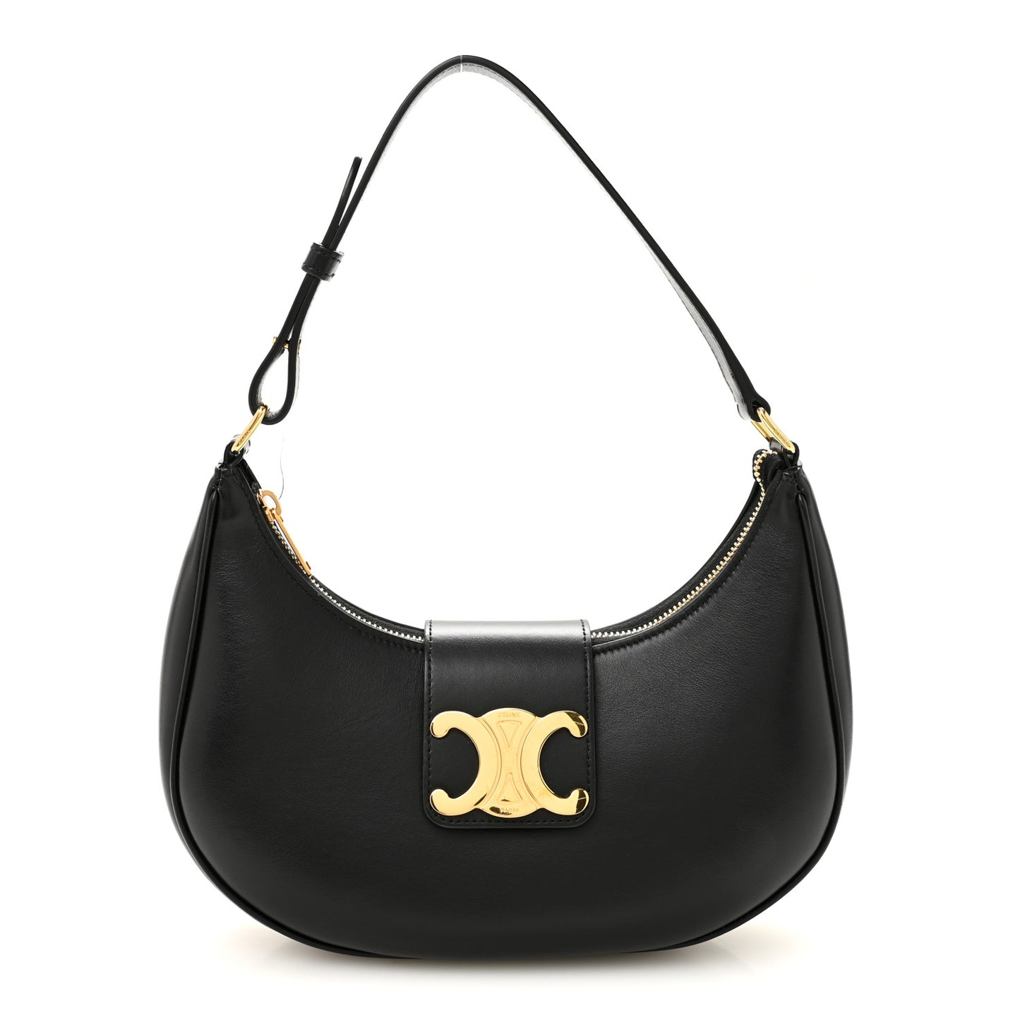 Smooth Calfskin Medium Strap Ava Triomphe Shoulder Bag Black