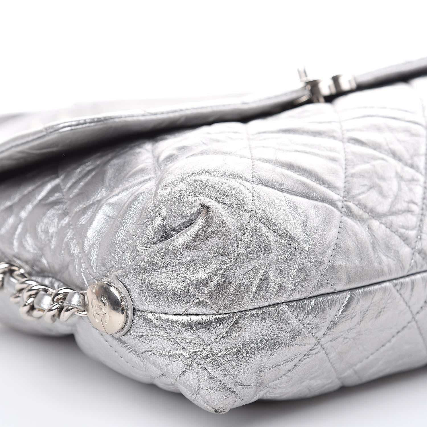 Chanel Metallic Crumpled Calfskin Big Bang Flap Bag Silver 8 of 12