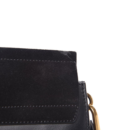 Chloe Calfskin Suede Studded Medium Faye Shoulder Bag Black 10 of 13