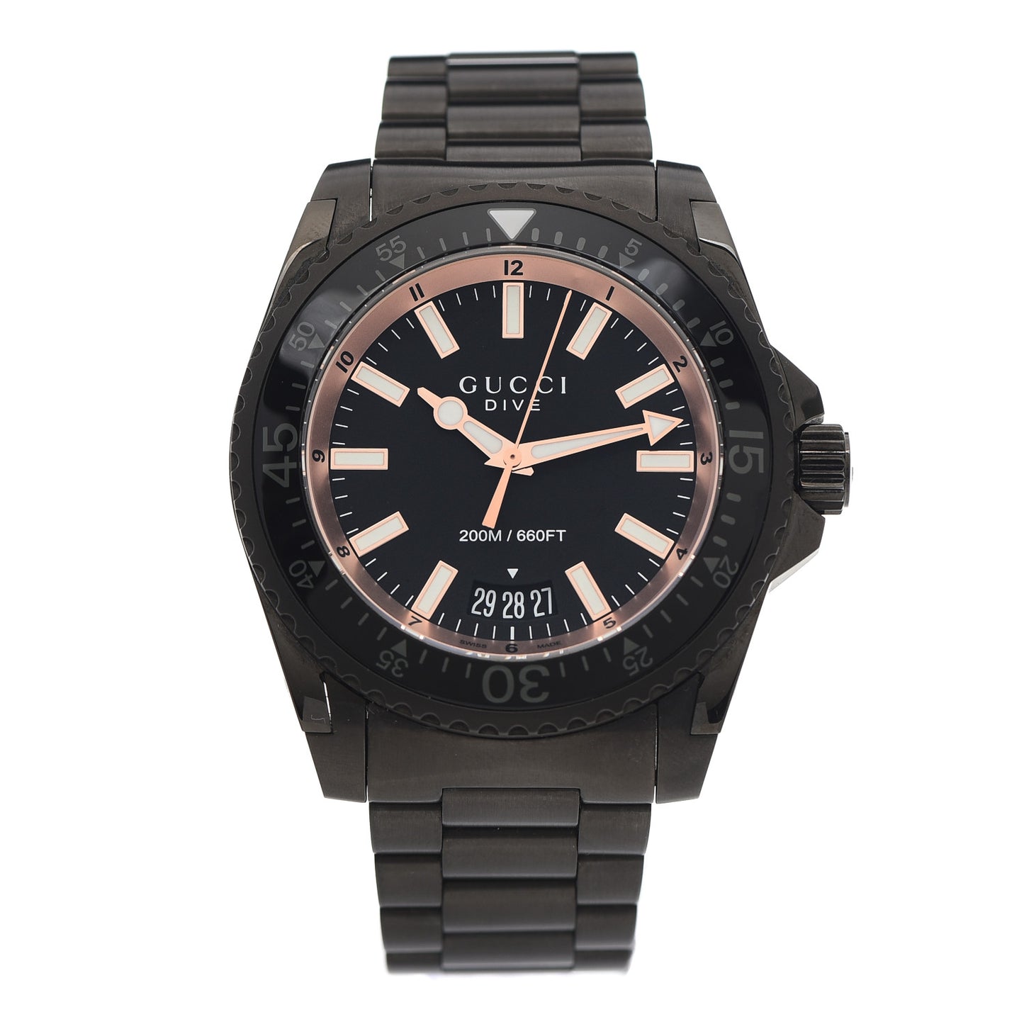 PVD Stainless Steel 45mm Dive Quartz Watch Black