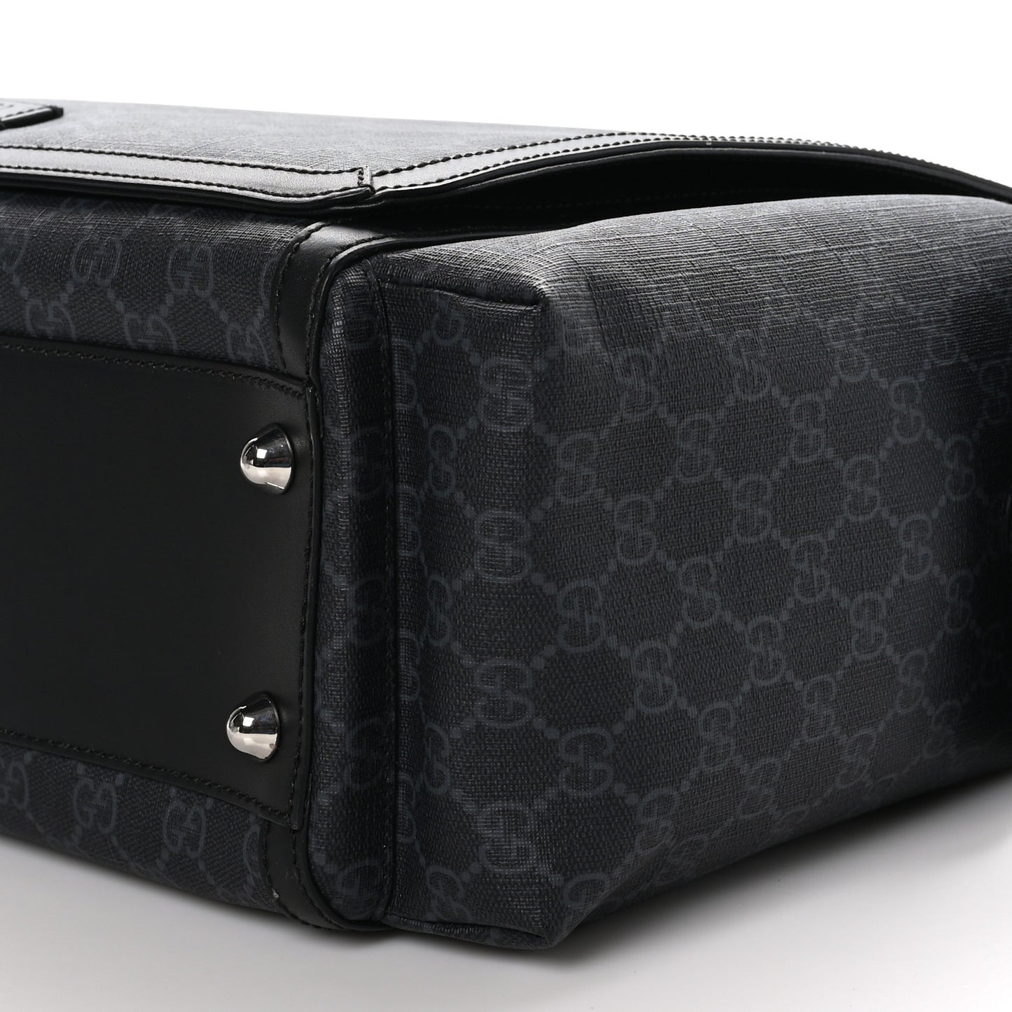 GG Supreme Monogram Web Messenger Diaper Bag Black Grey