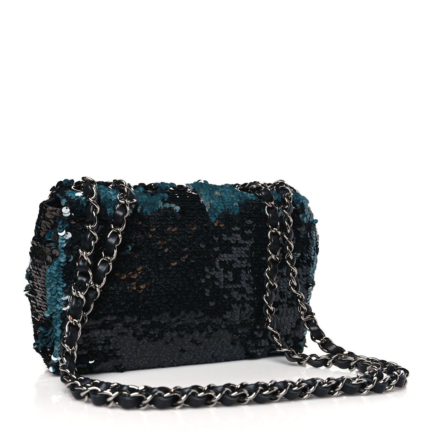 Chanel Sequin Lambskin Mini Flap Blue Black 3 of 10