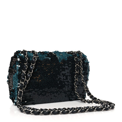Chanel Sequin Lambskin Mini Flap Blue Black 3 of 10