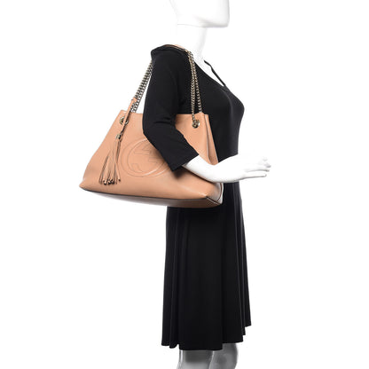 Gucci Pebbled Calfskin Medium Soho Chain Shoulder Bag Rose Beige 2 of 20