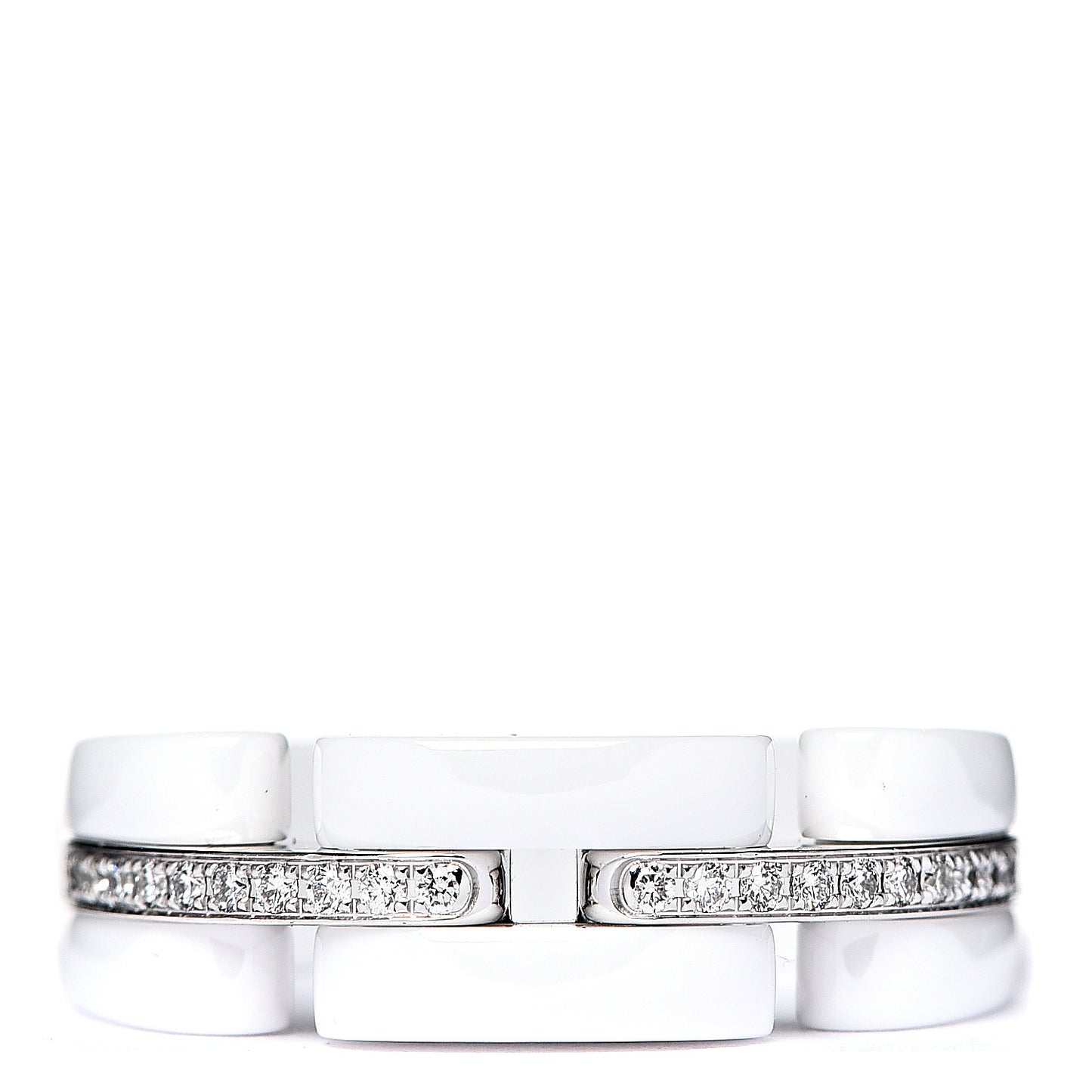18K White Gold White Ceramic Diamond Ultra Ring 50 5.25