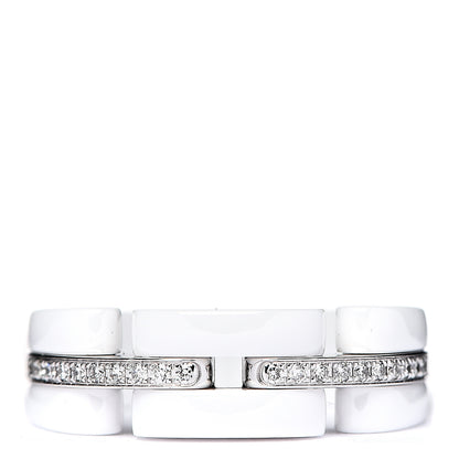 Chanel 18K White Gold White Ceramic Diamond Ultra Ring 50 5.25 1 of 4
