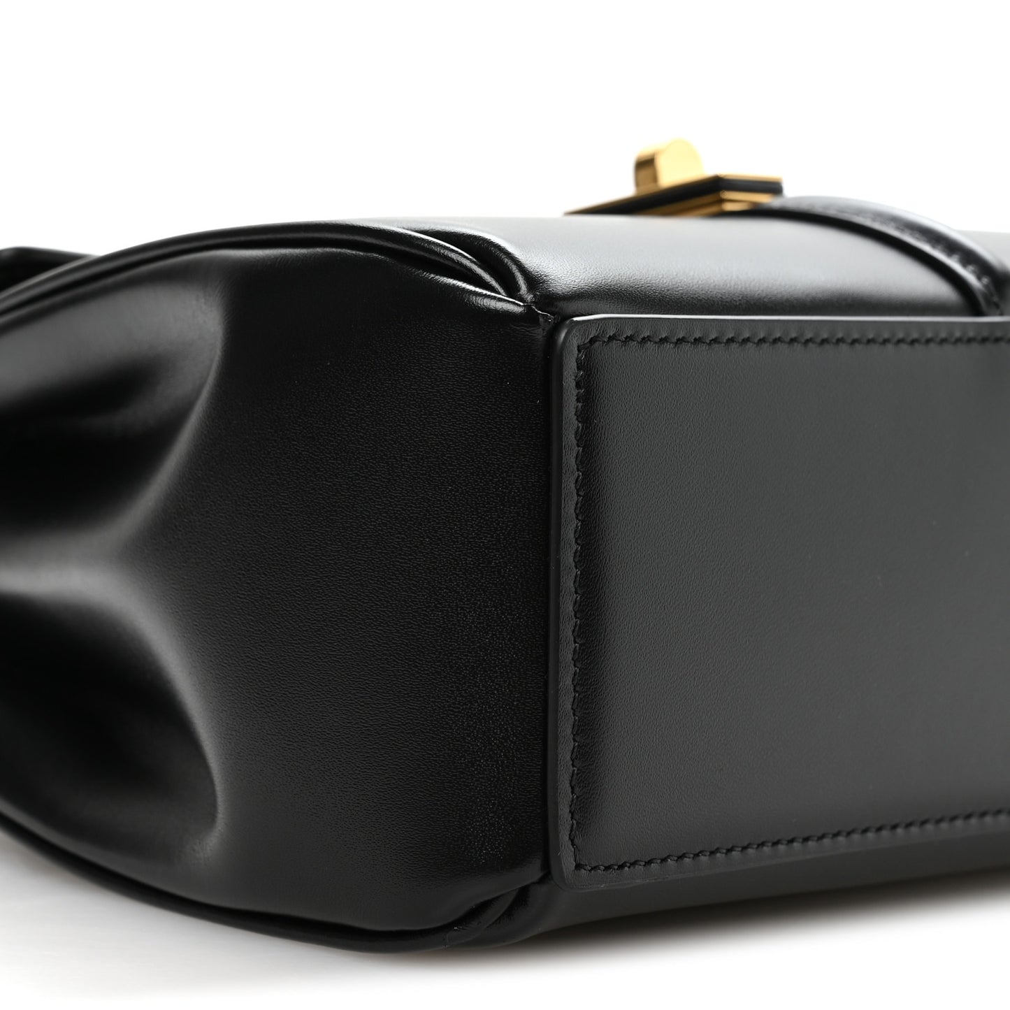 Satinated Calfskin Mini 16 Top Handle Bag Black