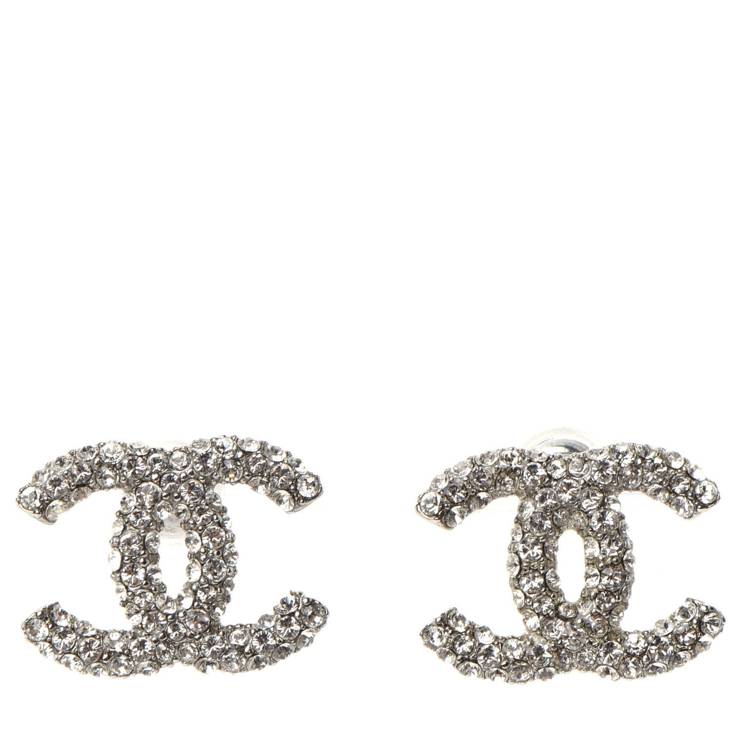 Crystal Large CC Earrings Silver