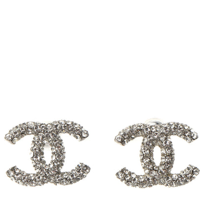 Chanel Crystal Large CC Earrings Silver 1 of 5