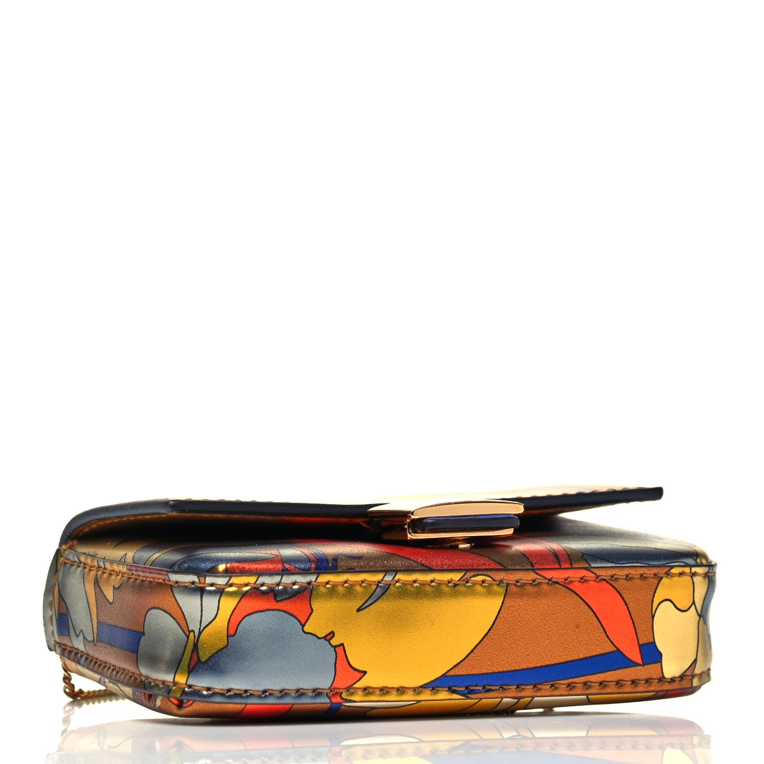 Fendi Metallic Calfskin Floral Nano Baguette Charm Bronze 3 of 6