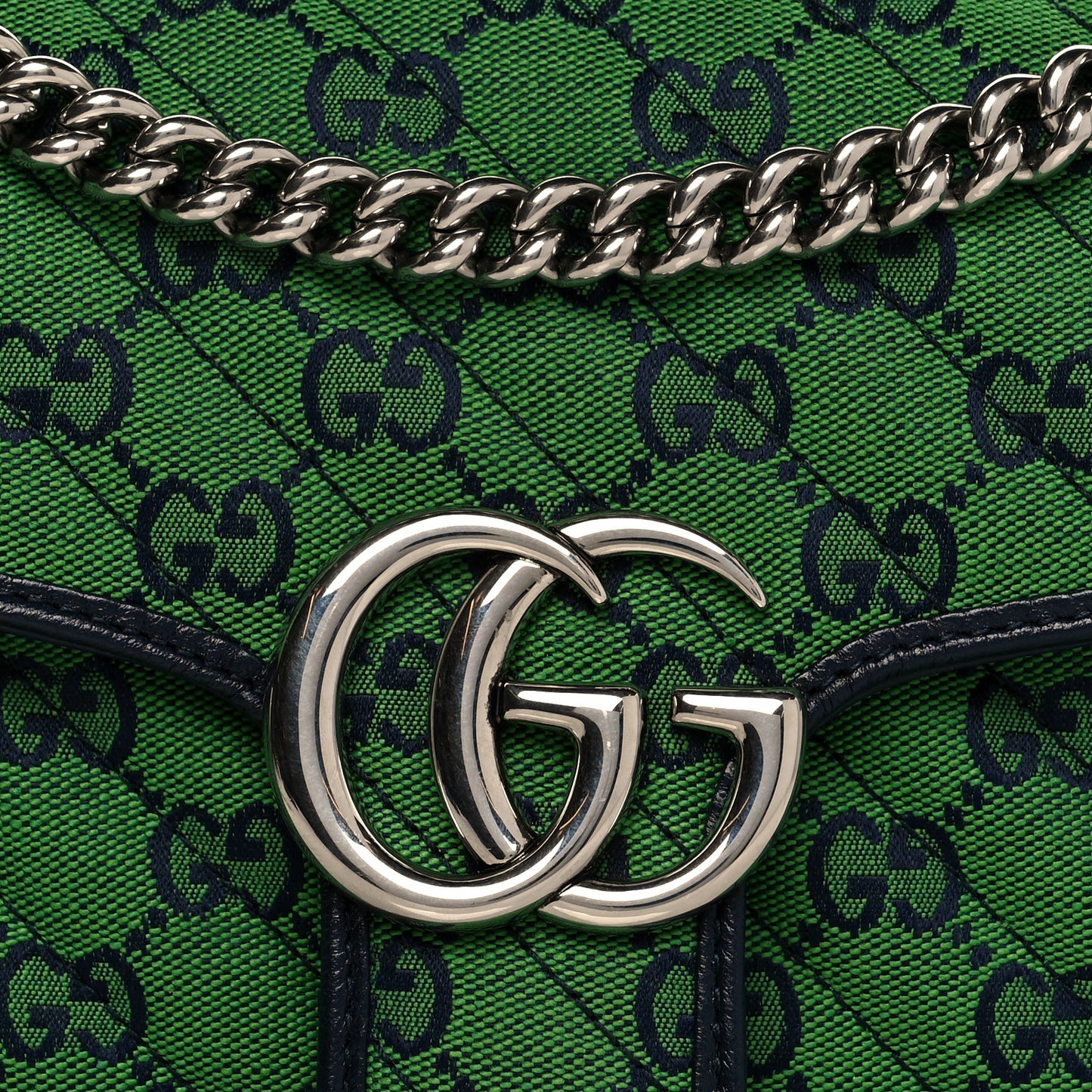 Monogram Multicolor Matelasse Diagonal Small GG Marmont Shoulder Bag Green Blue