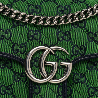 Gucci Monogram Multicolor Matelasse Diagonal Small GG Marmont Shoulder Bag Green Blue 7 of 9