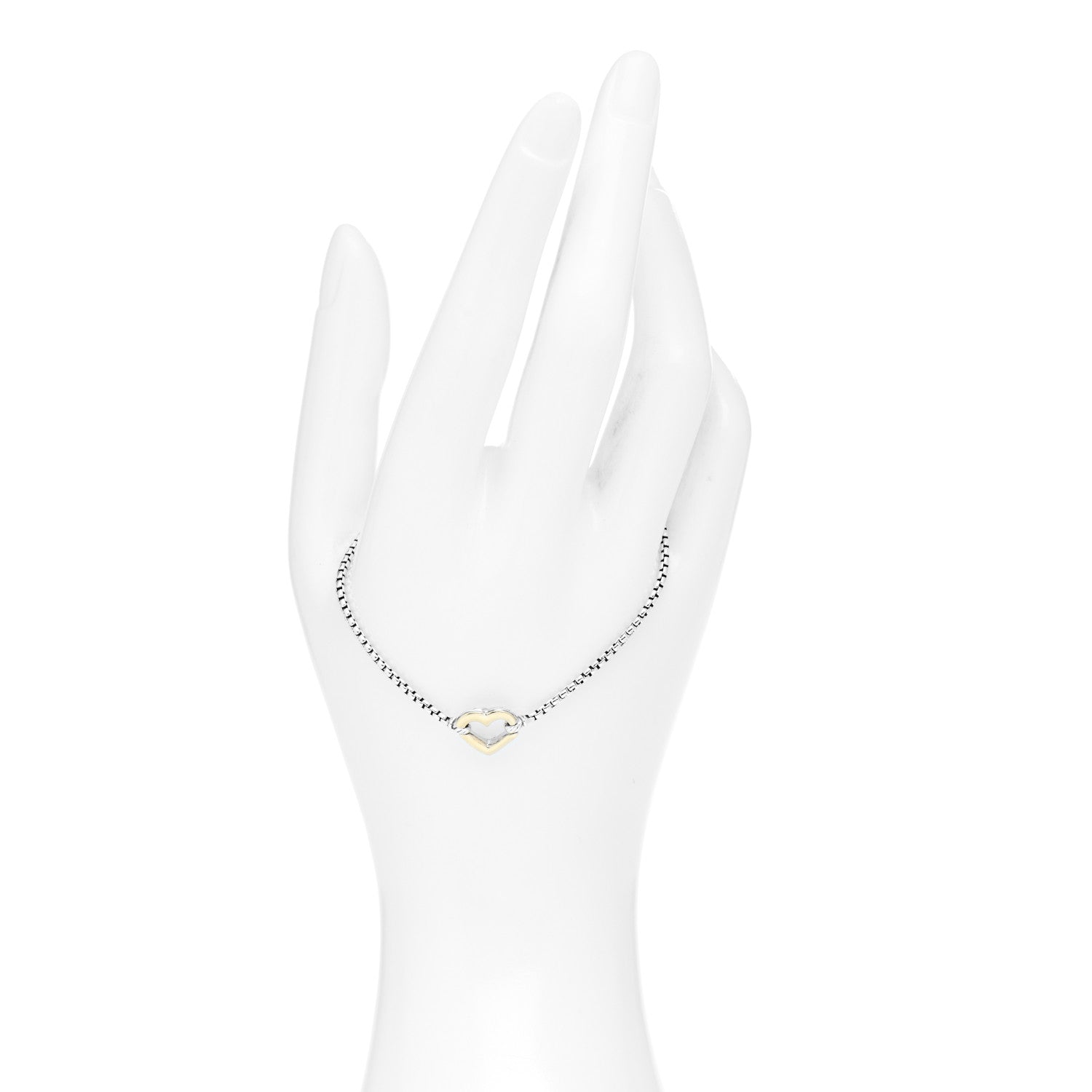 David Yurman Sterling Silver 18K Yellow Gold Cable Collectibles Heart Station Bracelet 2 of 4