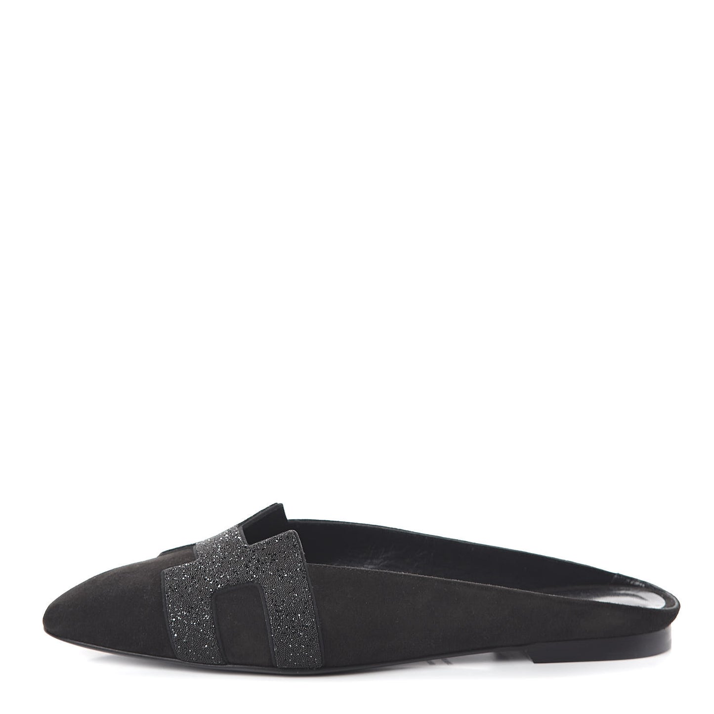 Suede Goatskin Crystal Roxane Mules 38 Black