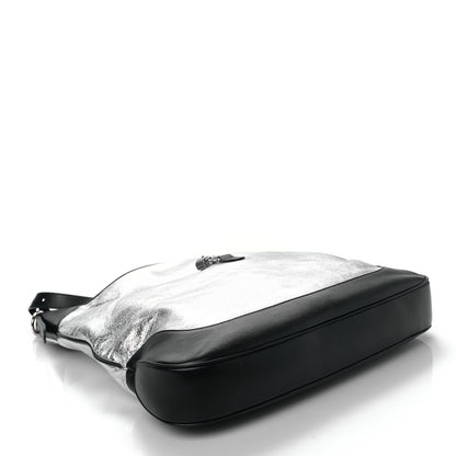 Gucci Metallic Calfskin Large Jackie 1961 Shoulder Bag Silver Black 4 of 8