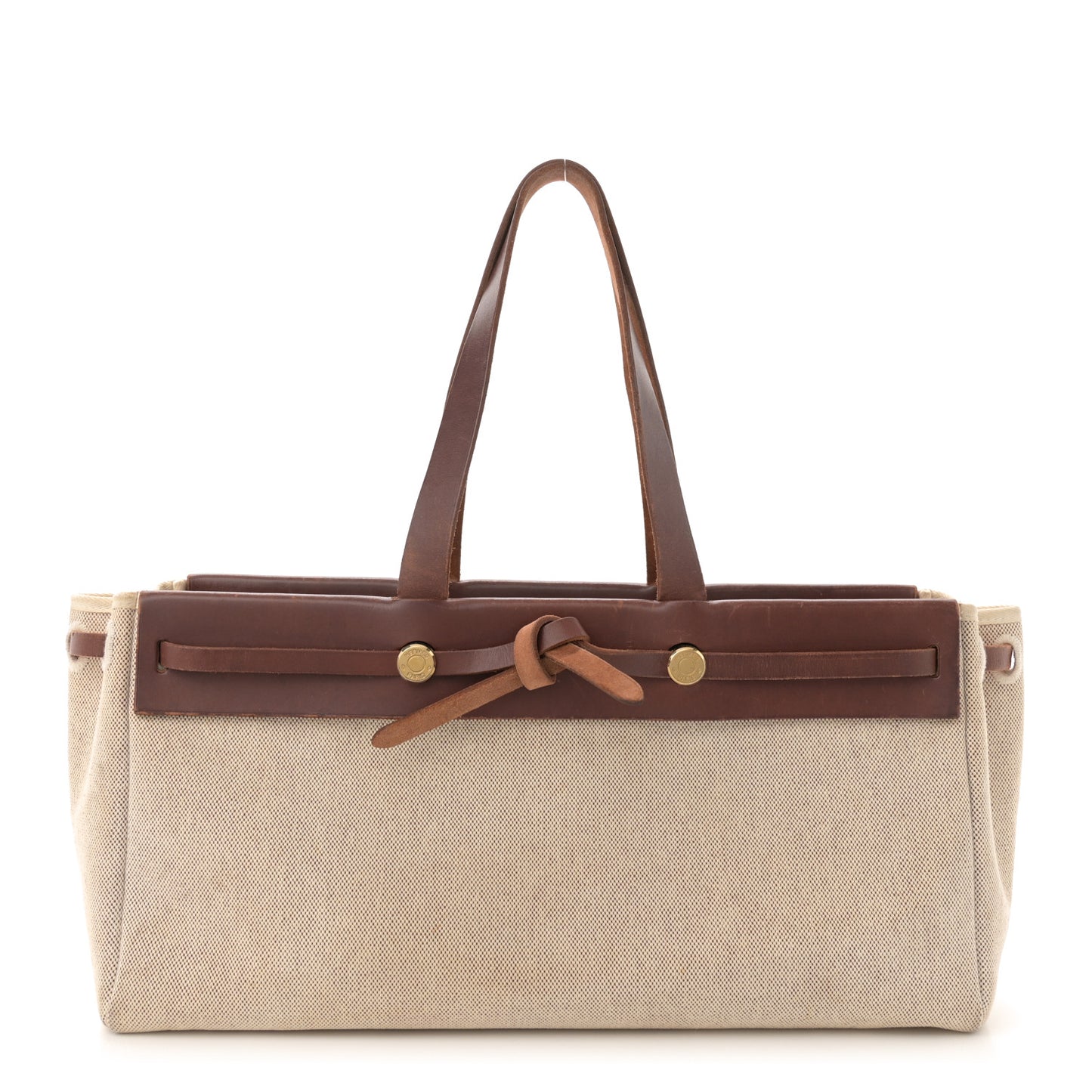Toile Vache Calfskin Herbag Cabas MM Havane