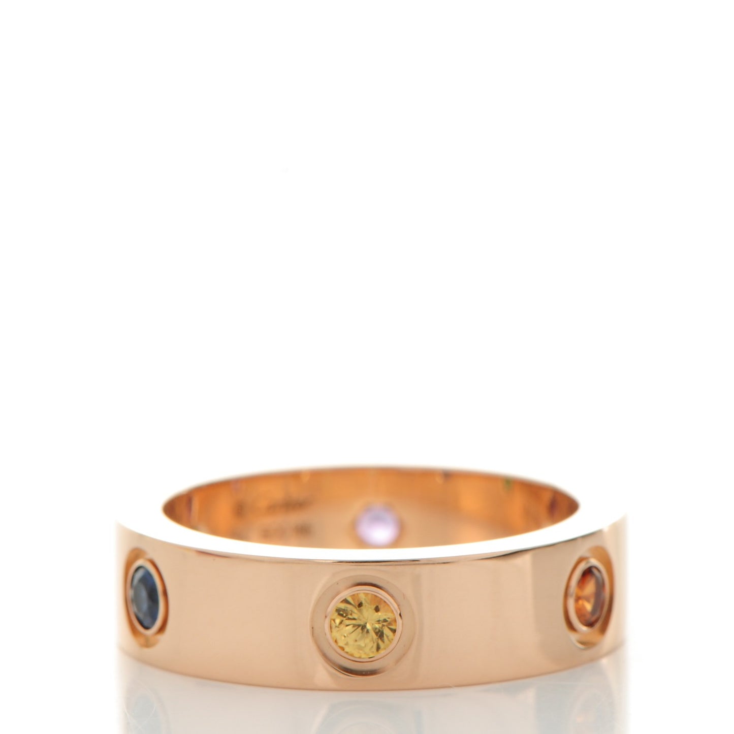 18K Pink Gold Sapphire Garnet Amethyst 5.5mm LOVE Ring 54 6.75