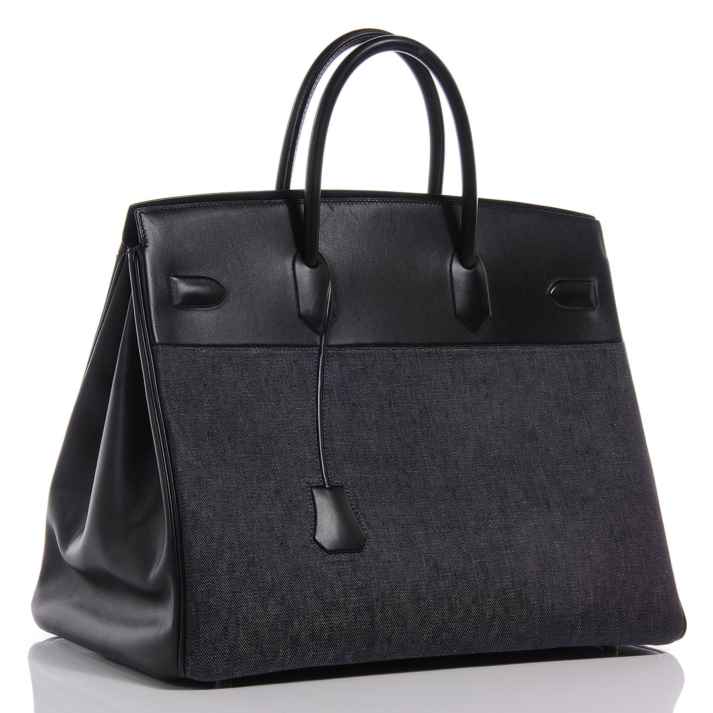 Evercalf Denim Birkin Shadow 40 Noir Bleu Marine