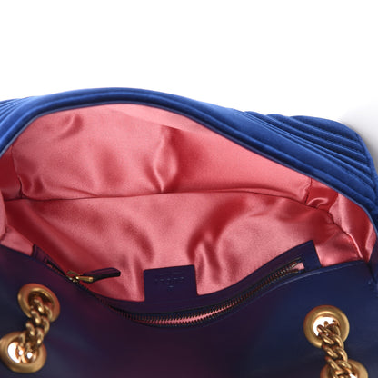 Gucci Velvet Matelasse Small GG Marmont Shoulder Bag Cobalt Blue 5 of 9