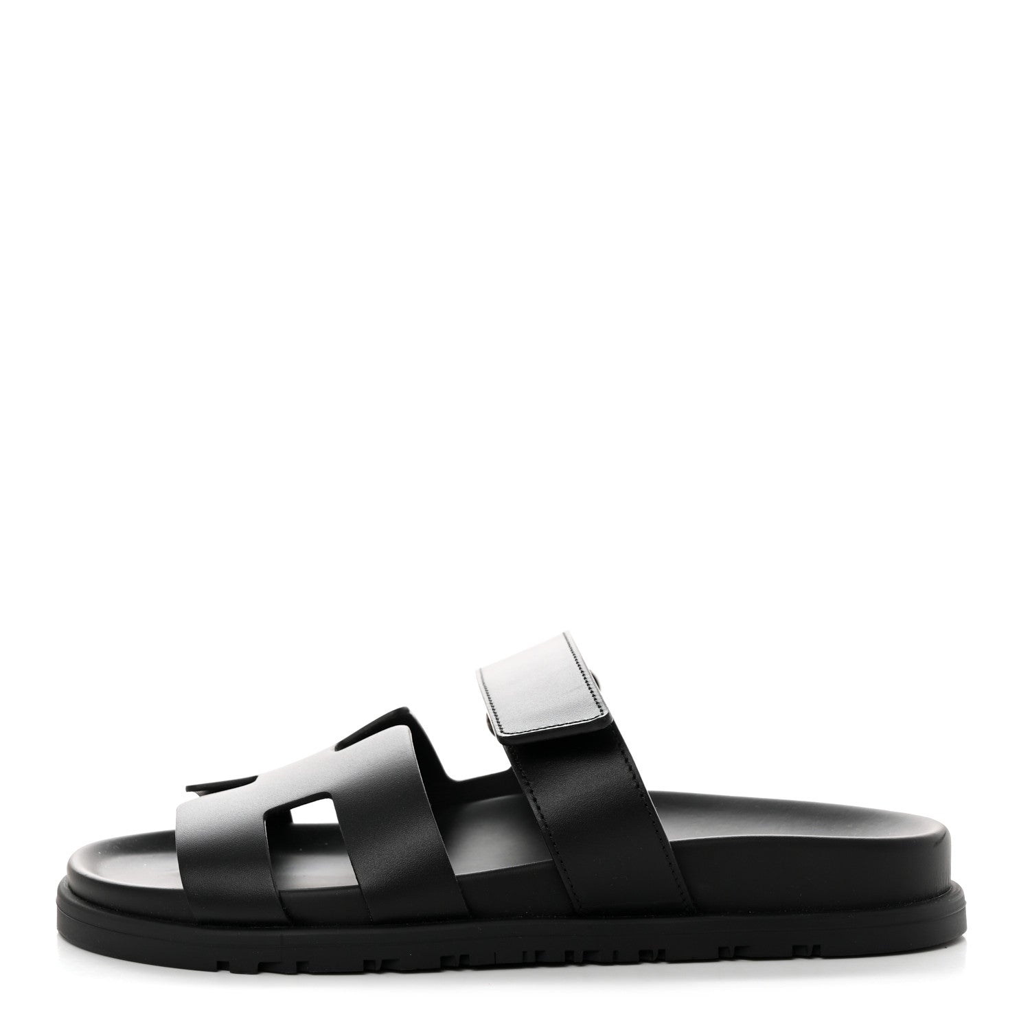Hermes Calfskin Womens Chypre Sandals 37 Black 1 of 10
