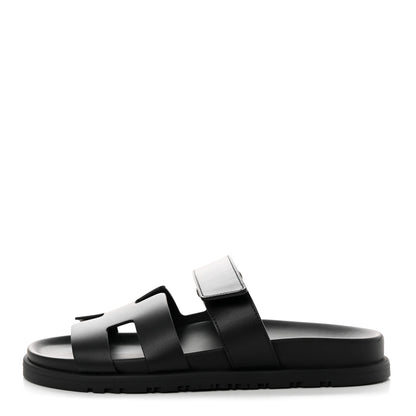 Hermes Calfskin Womens Chypre Sandals 37 Black 1 of 10
