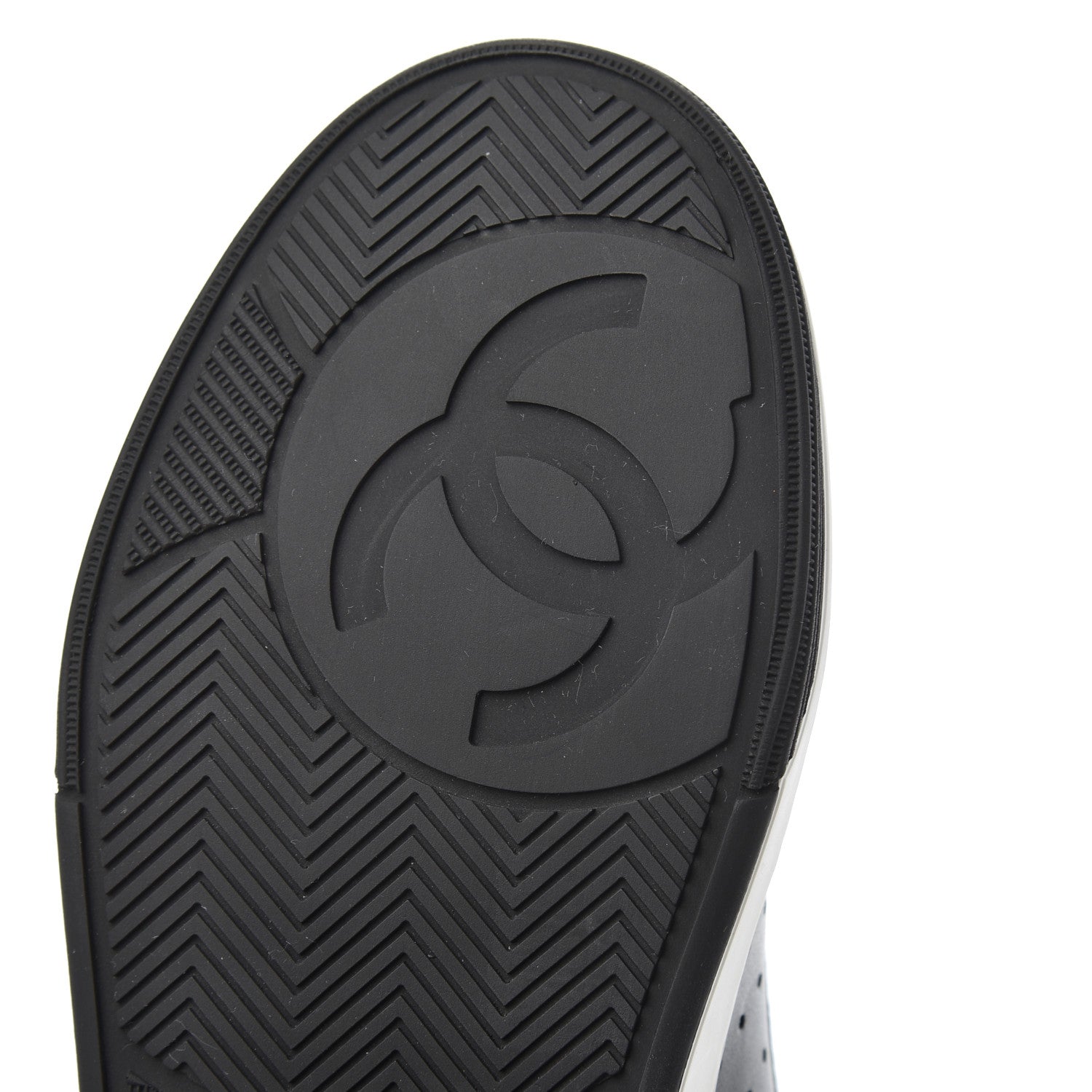 Chanel Calfskin Womens Logo Sneakers 37.5 Black White 7 of 9