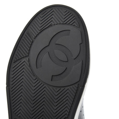 Chanel Calfskin Womens Logo Sneakers 37.5 Black White 7 of 9