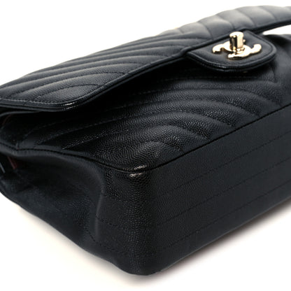 Chanel Caviar Chevron Quilted Medium Double Flap Black 10 of 11