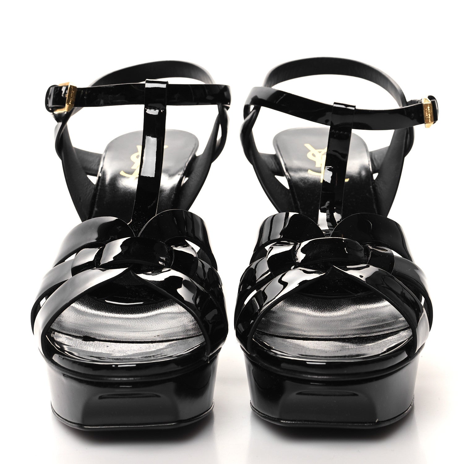 Saint Laurent Patent Tribute 75 Platform Sandals 39 Black 2 of 9