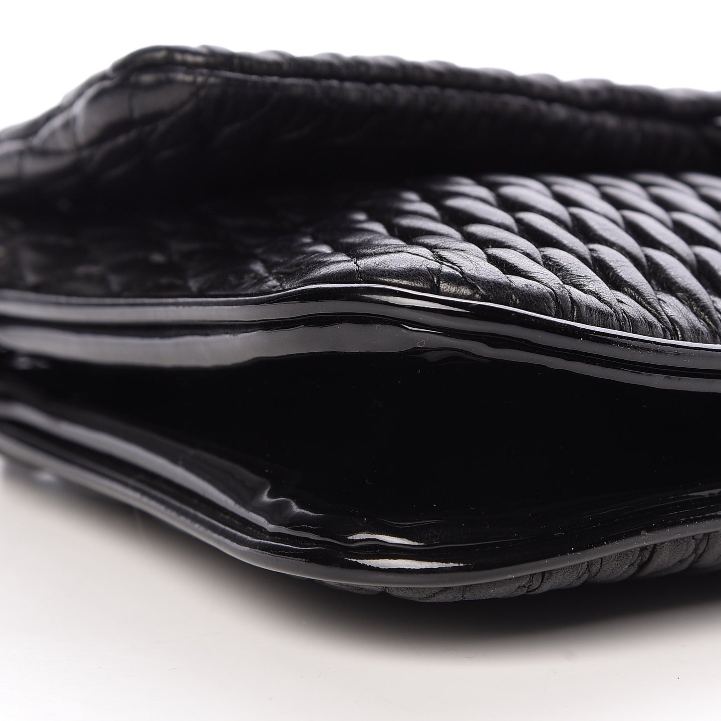 Vinyl Lambskin Quilted Shoulder Flap Black