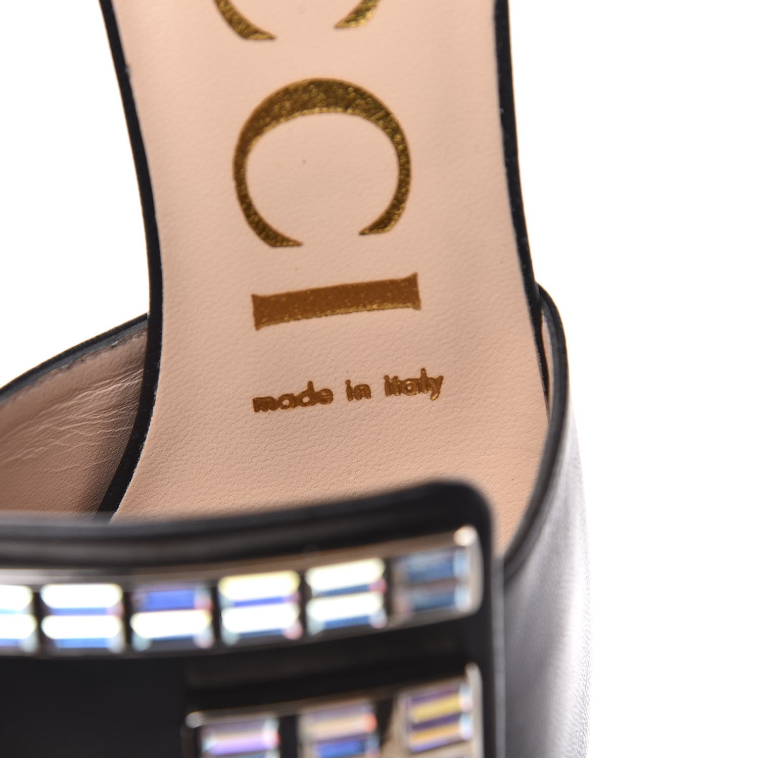 Gucci Malaga Kid Crystal Square G Madelyn Mules 37 Black 9 of 11