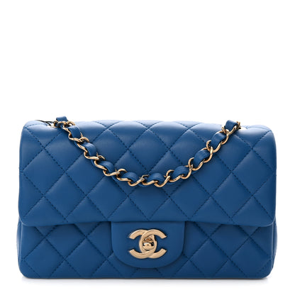 Chanel Lambskin Quilted Mini Rectangular Flap Blue 1 of 10