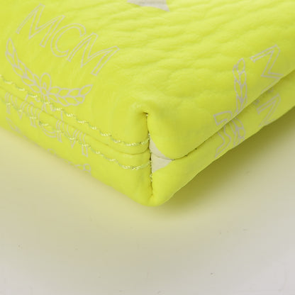 MCM Visetos Zip Pouch Neon Yellow 9 of 9