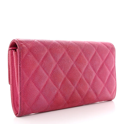Chanel Caviar Quilted Large Gusset Flap Wallet Pink 3 of 17