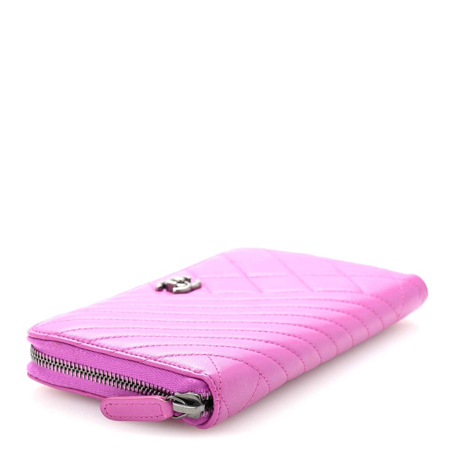 Chanel Lambskin Quilted Small Coco Boy Zip Around Wallet Purple 4 of 12