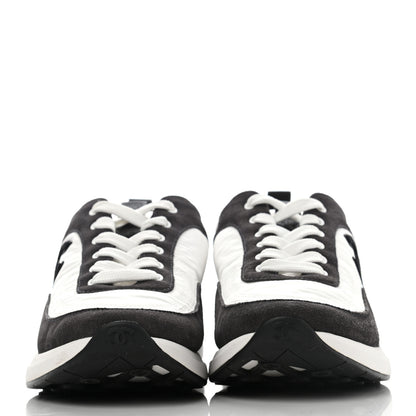 Chanel Nylon Suede Calfskin CC Sneakers 39 White Dark Grey 2 of 10
