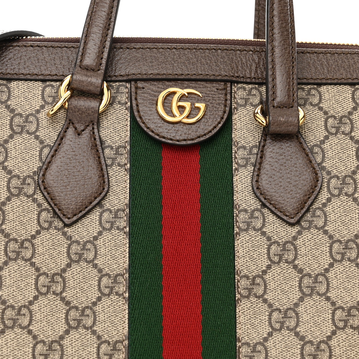 Gucci GG Supreme Monogram Web Medium Ophidia Tote Bag Brown 9 of 12